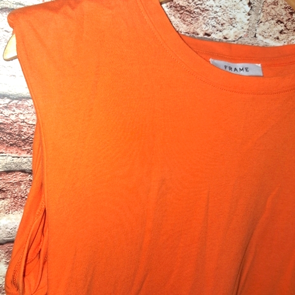FRAME Rolled Muscle Shirt in Color Orange Crush 🍊 - Picture 9 of 16